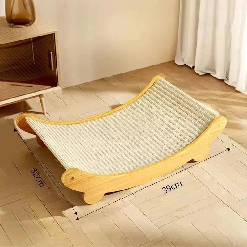 Fauteuil inclinable pour chat en bois à griffer