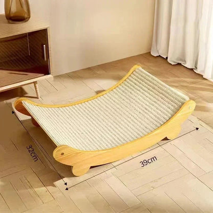 Fauteuil inclinable pour chat en bois à griffer