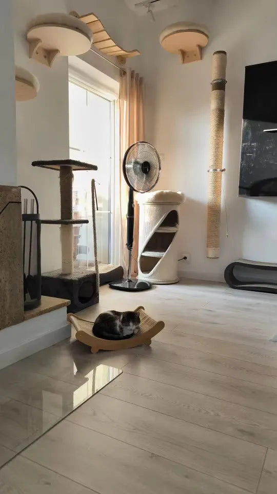 Fauteuil inclinable pour chat en bois à griffer